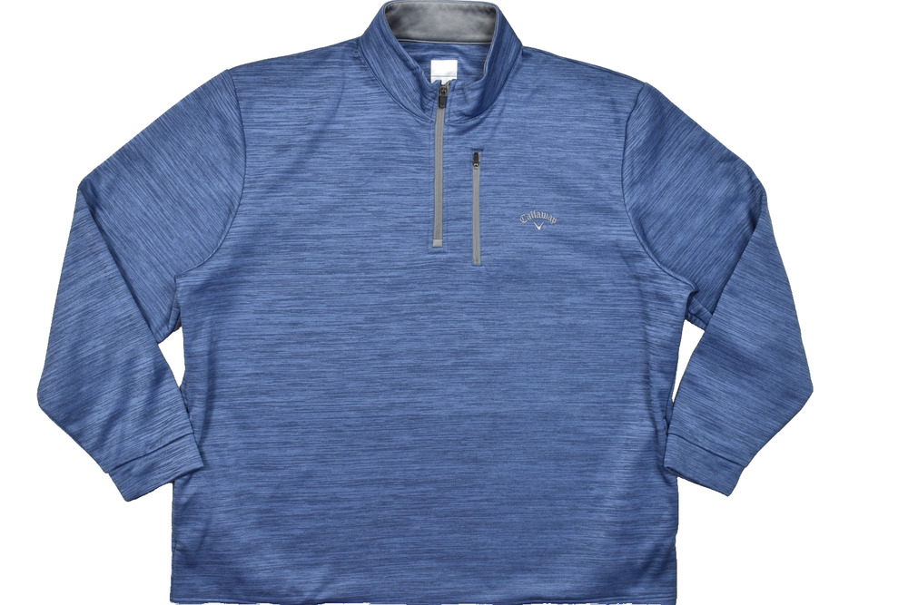 Callaway Golf Pullover Mens XXL Blue Space Dye Fleece Lining 1/4 Zip Sweater